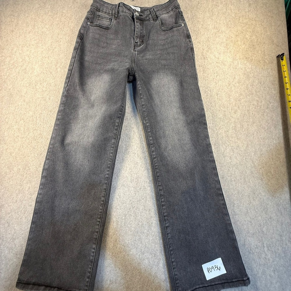 Katch Me Premium Denim Faded Black High Waisted Wide Leg Jeans Size M TR14065